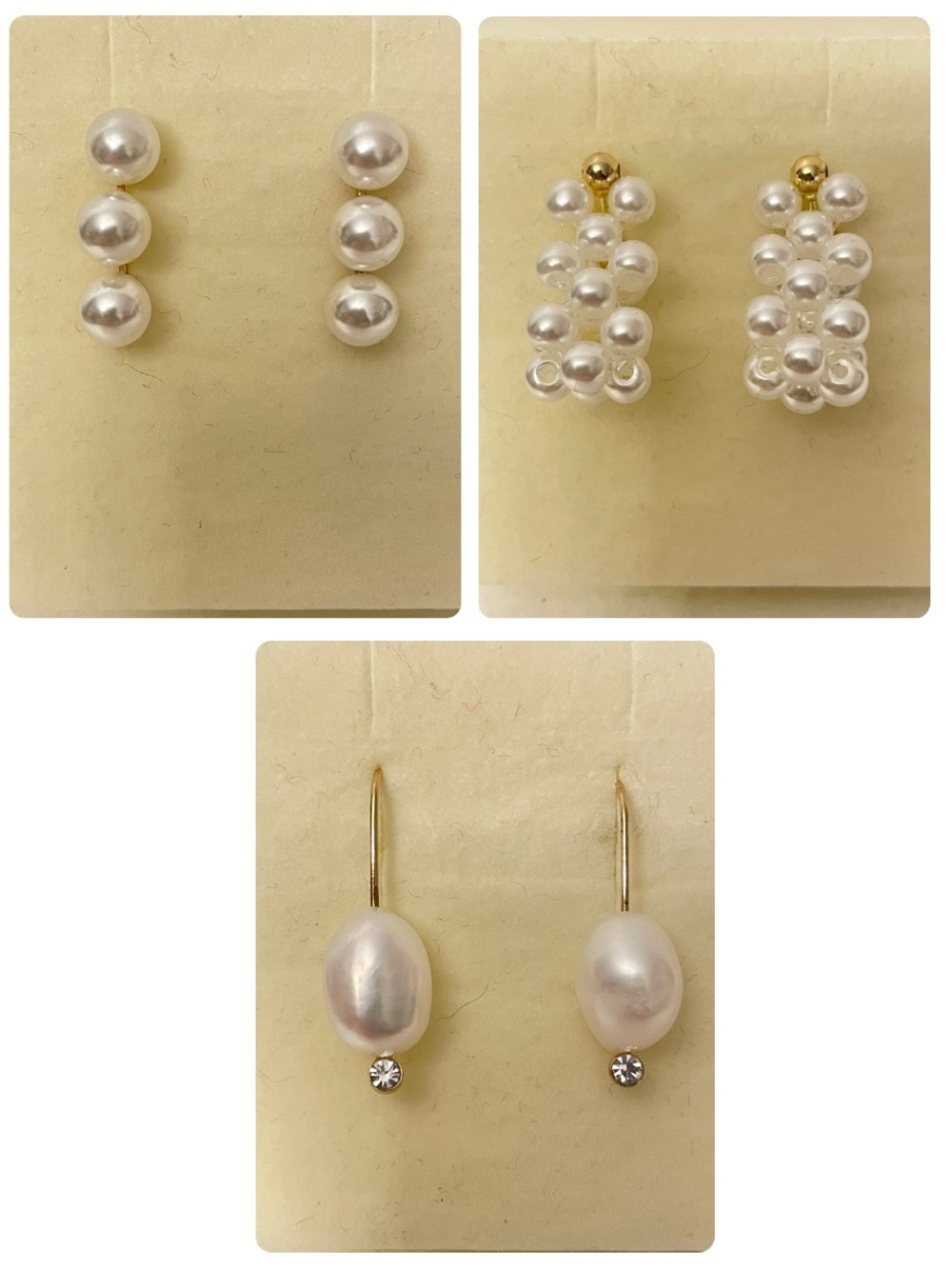 🅱️ NWOT 3 Faux Pearl Earrings